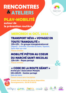 Affiche playmobilité rencontres et ateliers Pôle Senior octobre 2024 Granville